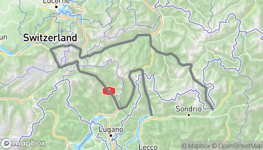 Mappa dell'itinerario Percorso in Moto: Albula, Oberalp, Susten, Grimsel, Furka, San Gottardo, San Bernardino, Spluga
