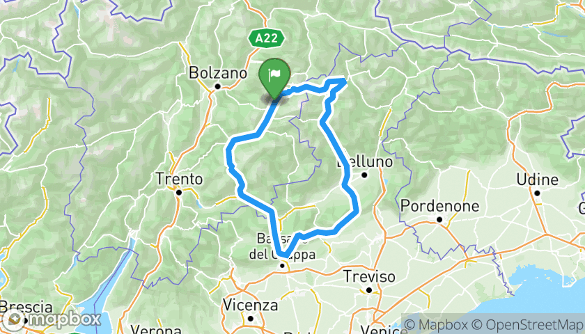 Mappa dell'itinerario Trentino in Moto (Percorso 2)