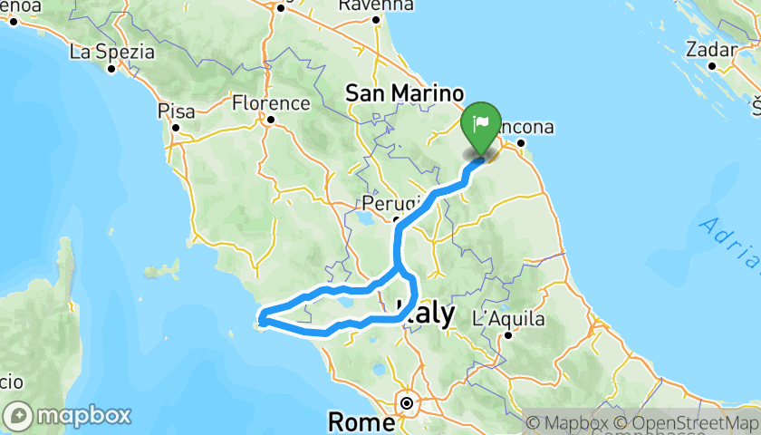 Itinerary map Monte Argentario, Pitigliano e Lago di Bolsena