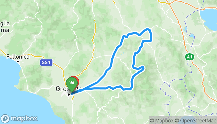 Itinerary map Percorso in Moto da Grosseto: Maremma, Monte Amiata e Val d'Orcia