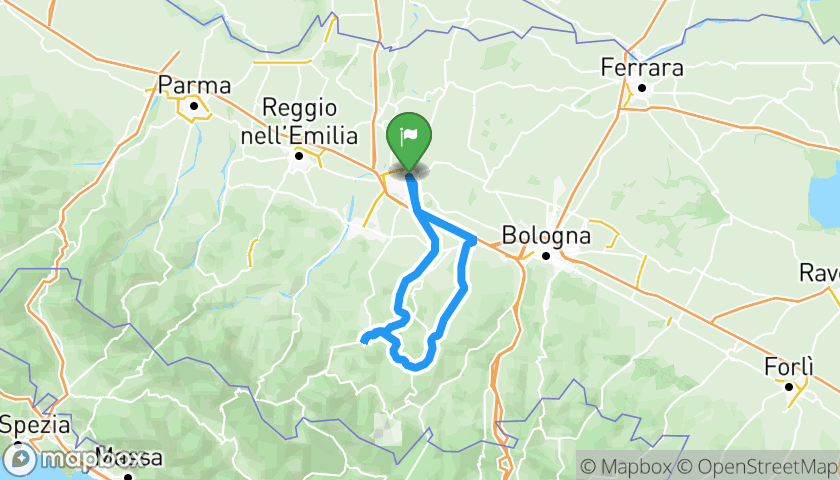 Itinerary map Giro in Moto tra Modena e Bologna