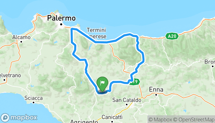 Itinerary map Mussomeli ⇄ Mussomeli