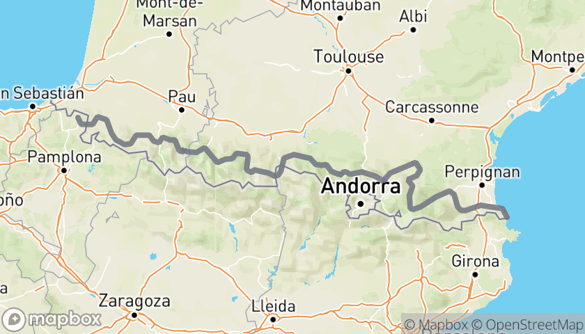 Mappa dell'itinerario Route des Cols - Pirenei - Percorso completo