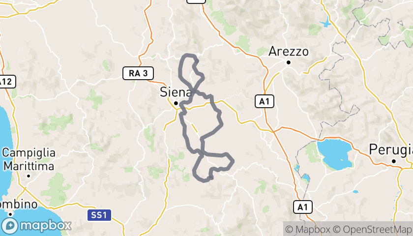 Mappa dell'itinerario Eroica in moto - Percorso completo